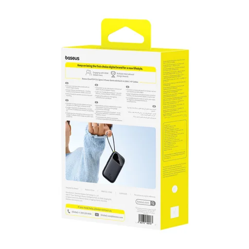 Baseus EnerFill FC31 20000mAh 45W Power Bank kijelzővel és USB-C, valamint Lightning kábelekkel - Fekete - 4