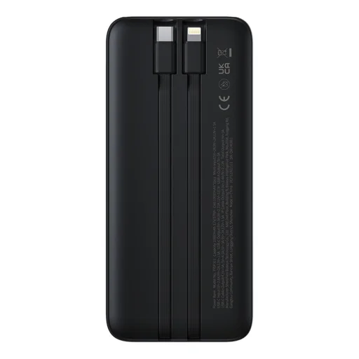 Baseus Lipow 10000mAh 22.5W Powerbank beépített Dual kábellel és kijelzővel (extra fekete Baseus Simple USB-A - USB-C 3A 0.2m kábel) - Fekete - 2
