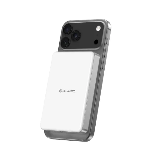 Blavec Power Bank 10000mAh BJ-05 Ultra Gyors 16mm - Type C - Qi2.2 25W + PD 45W mágneses indukció Magsafe 2 az 1-ben (PBBJ05-QI22MC10W) fehér - 2