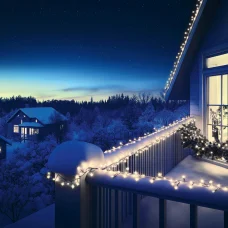 HOME KSIW200WH sorolható fényfüzér, 20 méter , 200db hidegfehér LED, fehér vezeték, kül- és beltéri kivitel 