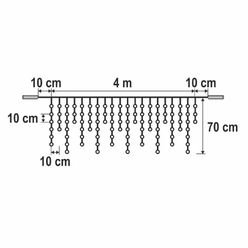 HOME KSFW200WH sorolható fényfüggöny, 4 méter, 200db hidegfehér LED, fehér vezeték, kül- és beltéri kivitel  - 5