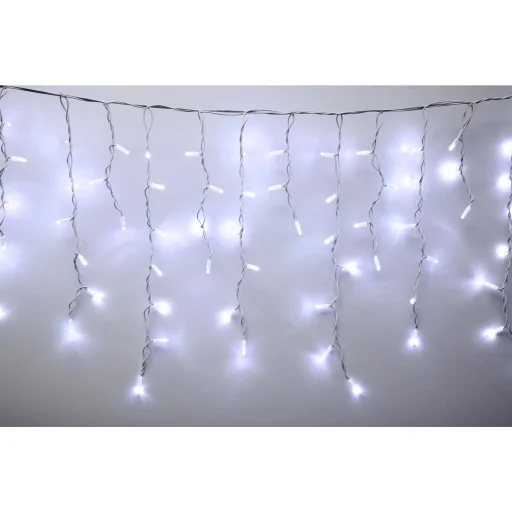 HOME KSFW200WH sorolható fényfüggöny, 4 méter, 200db hidegfehér LED, fehér vezeték, kül- és beltéri kivitel  - 1