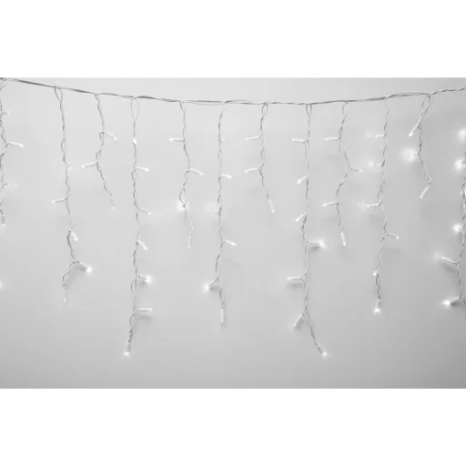 HOME KSFW200WW sorolható fényfüggöny, 4 méter, 200db melegfehér LED, fehér vezeték, kül- és beltéri kivitel  - 1