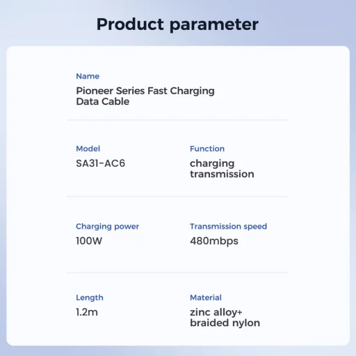 Joyroom Pioneer Series SA31-AC6 USB-A / USB-C kábel 100W 1.2m - fekete - 9