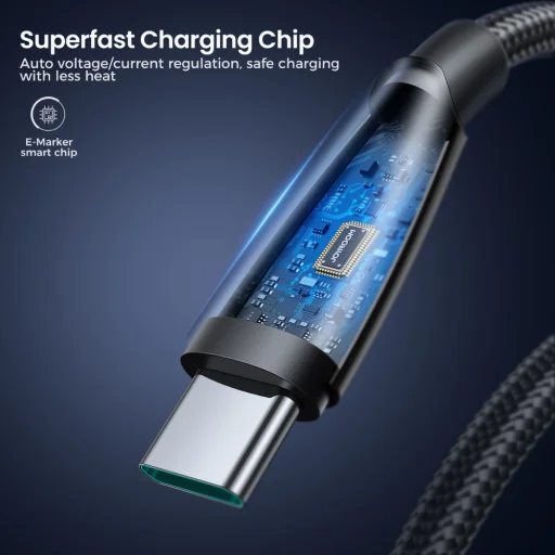 Joyroom Pioneer Series SA31-AC6 USB-A / USB-C kábel 100W 1.2m - fekete - 4