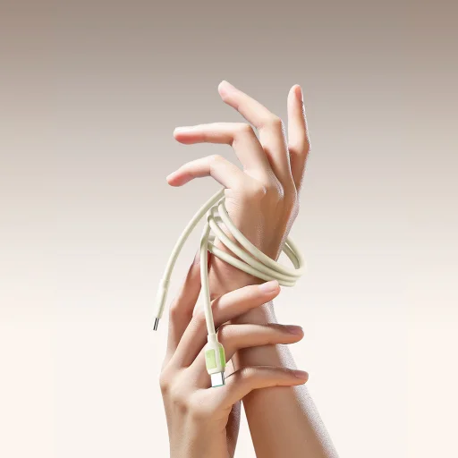 Joyroom S-A53 60W USB-C kábel - USB-C fluoreszkáló véggel 2 m - bézs - 6