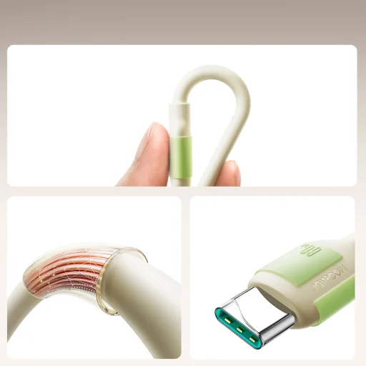 Joyroom S-A53 60W USB-C kábel - USB-C fluoreszkáló véggel 2 m - bézs - 2