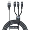 Joyroom S-A18 3in1 3.5A USB-A - Lightning+USB-C+MicroUSB kábel 1.2m - fekete