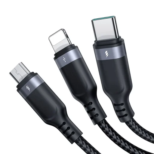 Joyroom S-A18 3in1 3.5A USB-A - Lightning+USB-C+MicroUSB kábel 1.2m - fekete - 3