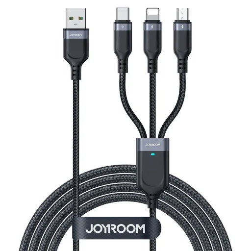 Joyroom S-A18 3in1 3.5A USB-A - Lightning+USB-C+MicroUSB kábel 1.2m - fekete - 1