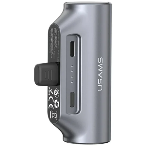 USAMS PB79 Mini Tail Plug hordozható power bank 3000mAh USB-C szürke - 2