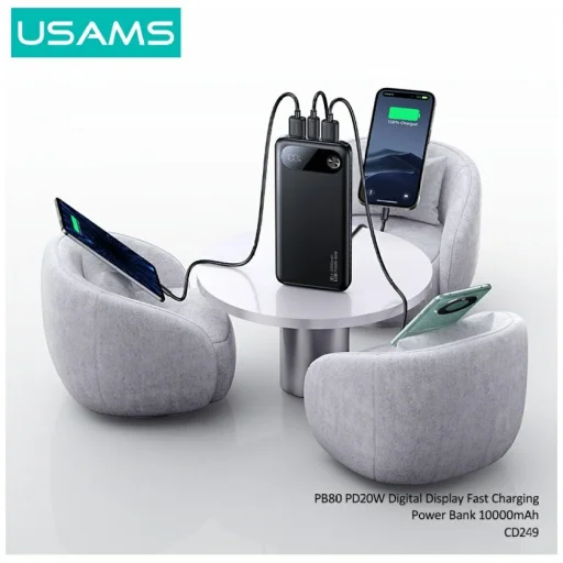 USAMS PB80 Power Bank PD20W 10000mAh fehér - 4