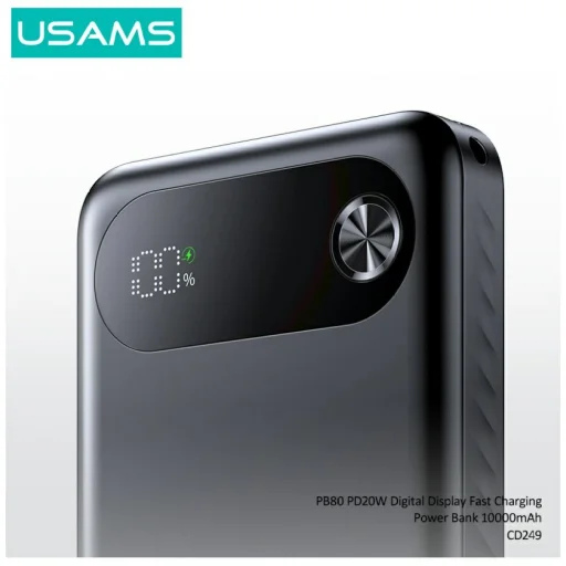 USAMS PB80 Power Bank PD20W 10000mAh fekete - 3