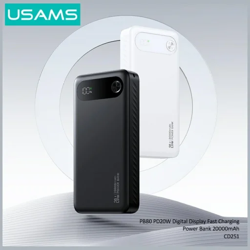 USAMS PB80 Power Bank PD20W 20000mAh fekete - 5