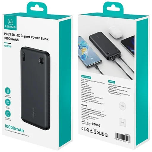 USAMS PB83 Power Bank 2xUSB-A 1xUSB-C 10000mAh fehér - 8