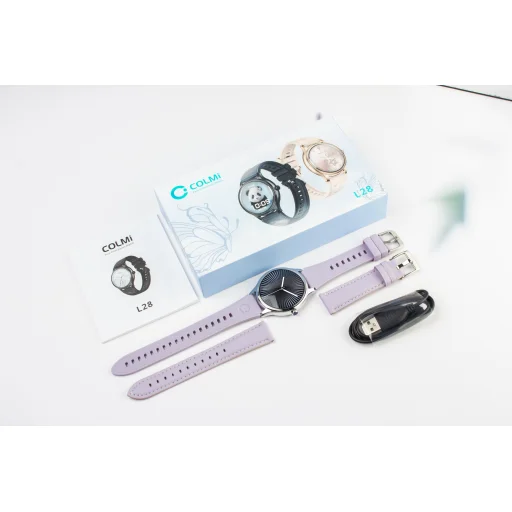 COLMI L28 lila okosóra szilikon és bőr szíjjal - 24