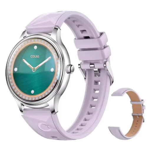 COLMI L28 lila okosóra szilikon és bőr szíjjal - 25