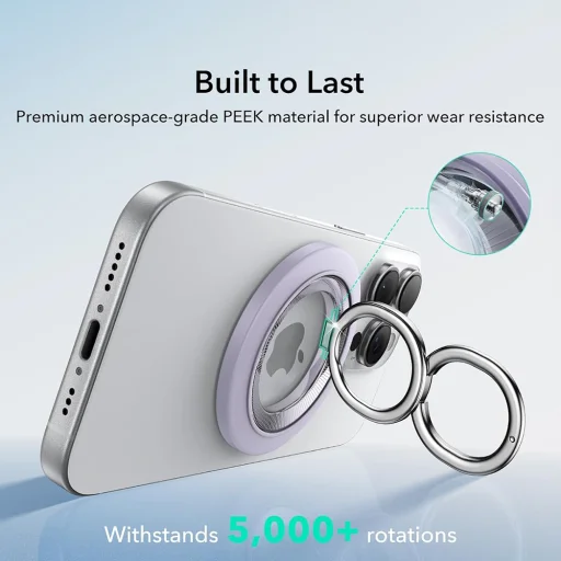 Phone Grip Stand (2K6180361) - Mágneses, 360°, 5.2mm Ultravékony, HaloLock Univerzális Gyűrűvel - Levendula ESR - 5