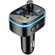 Hoco E62 Fast Bluetooth FM Transmitter és Autós Töltő, Fekete