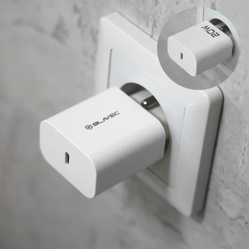 Blavec Hálózati töltő BC-9 - USB-C - PD 20W 3A USB-C - USB-C kábel (TCBC9-CW203A+CC) fehér - 7