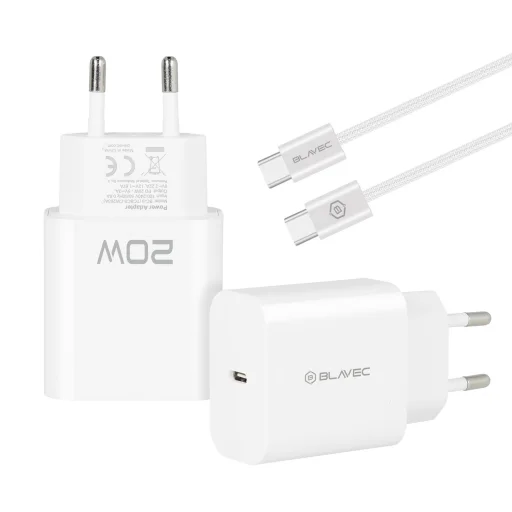 Blavec Hálózati töltő BC-9 - USB-C - PD 20W 3A USB-C - USB-C kábel (TCBC9-CW203A+CC) fehér - 2