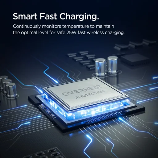 Spigen Essential EV25MFAQ Qi2.2 Peltier Mágneses Magsafe Autós Tartó Vezeték Nélküli Töltő Fekete - 6