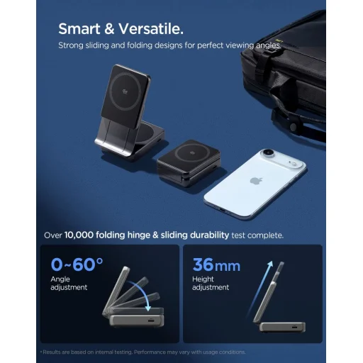 SPIGEN ESSENTIAL EF302MOQ Qi2.2 2IN1 MÁGNESES MAGSAFE VEZETÉK NÉLKÜLI TÖLTŐ FEKETE - 5