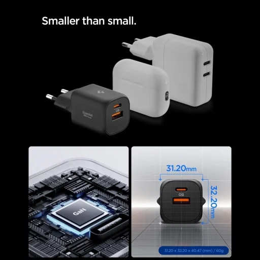 Spigen Essential EE352EU 2-portos hálózati töltő 35W Fekete - 9