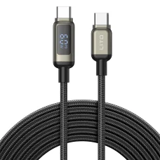 Type-C to Type-C Lito - Data Cable (LD15), Gyors Töltés, Fonott Nylon, 60W, LED Kijelző - Fekete