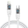 Type-C to Lightning Lito Data Cable Mechanical (LD05) - Gyors töltés 27W, Átlátszó fej, LED - Fehér