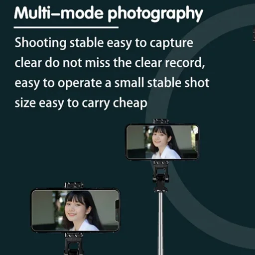 Mini Selfie Bot Techsuit (K03) - Kompakt Állvány Bluetooth Távirányítóval, Összecsukható, 70 cm - Fekete - 5