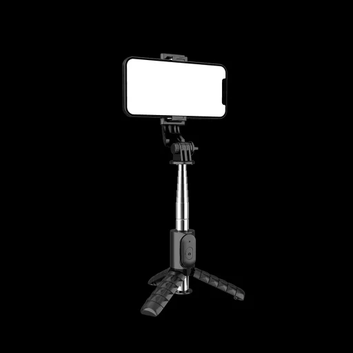 Mini Selfie Stick (Q11) - Stabil Állvány Bluetooth Távirányítóval, 360 Fokos Forgathatóság, Rozsdamentes Acél, 74cm - Fekete Techsuit - 5