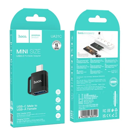 OTG USB C to USB A Adapter Hoco 3A UA31C fekete - 6