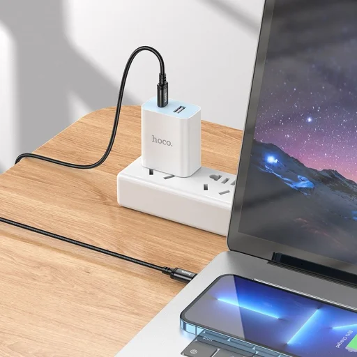Fekete Hoco 3A 60W 3 m X91 USB C - USB C kábel - 8
