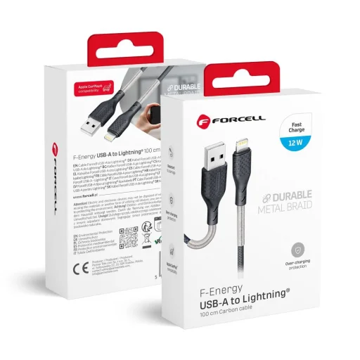 Forcell F-Energy 2,4A 12W Lightning USB kábel Carbon 1 m CB-01A čierny - 17