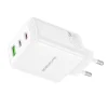 Borofone Wall charger BN32 Cargador GaN - USB + 2xType C - QC 3.0 PD 65W fehér thumbnail