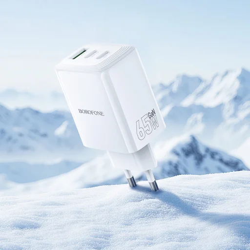 Borofone Wall charger BN32 Cargador GaN - USB + 2xType C - QC 3.0 PD 65W fehér - 8