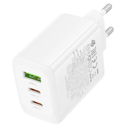 Borofone Wall charger BN32 Cargador GaN - USB + 2xType C - QC 3.0 PD 65W fehér - 3