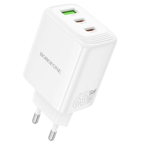 Borofone Wall charger BN32 Cargador GaN - USB + 2xType C - QC 3.0 PD 65W fehér - 1