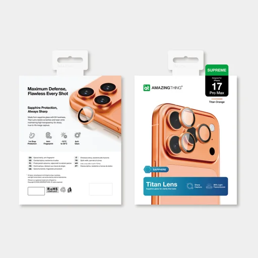iPhone 17 AR lencse üveg zafír iPhone 17 Pro / Pro Max Titán narancs üvegfólia - 5