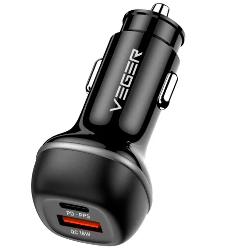 VEGER autós töltő USB A + USB C QC PD 51W CC62-1A1C fekete - 1