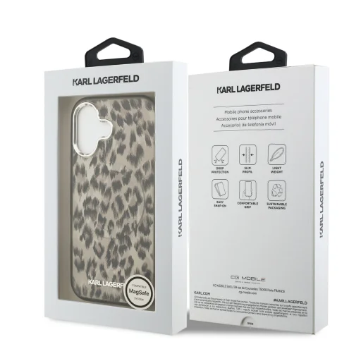 Karl Lagerfeld IML Leopard MagSafe tok iPhone 17-hez Barna Tok - 7