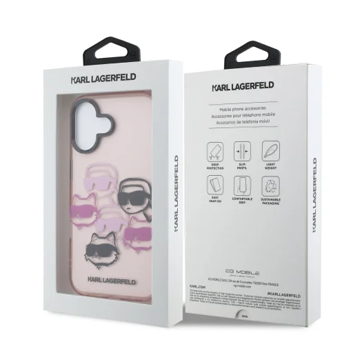 Karl Lagerfeld IML Multi K&CH Heads tok iPhone 17-hez Pink - 7