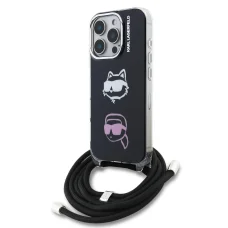 Karl Lagerfeld IML Crossbody K&CH Heads Case for iPhone 16 Pro Black