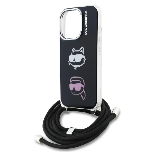 Karl Lagerfeld IML Crossbody K&CH Heads Case for iPhone 16 Pro Black - 4