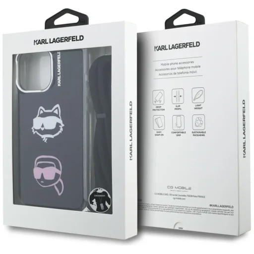 Karl Lagerfeld IML Crossbody K&CH Heads Puzdro pre iPhone 16 Pro Čierny - 7