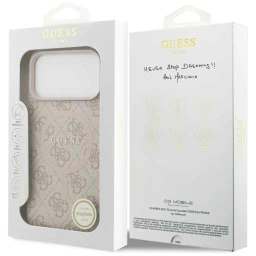 Guess PU kožené 4G farebné krúžkové MagSafe puzdro pre iPhone 17 Pro Max, ružové - 8