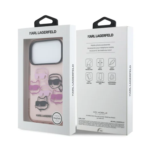 Karl Lagerfeld IML Multi K&CH Heads tok iPhone 17 Pro rózsaszín - 7