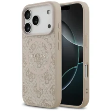 Guess PU kožené 4G farebný krúžok MagSafe puzdro pre iPhone 17 Pro ružové