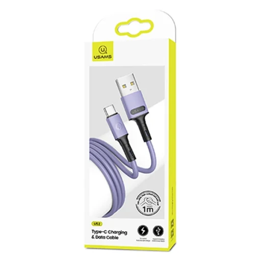 USAMS U52 2A Gyors Töltés Kábel 1m lila SJ436USB04 (US-SJ436) - 1